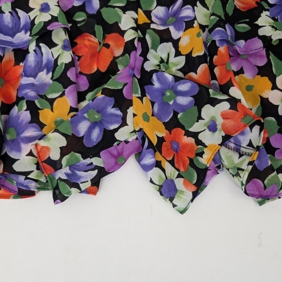 90's Floral Shorts High Rise Flared Tiered Skirt Mini - Picture 7 of 9